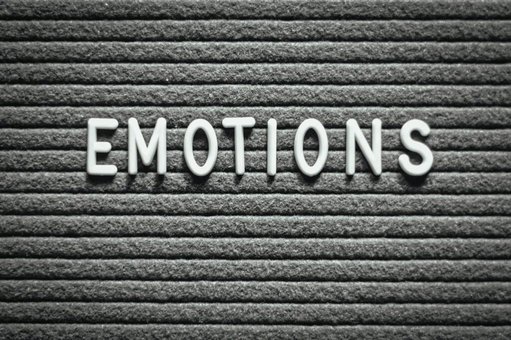 gray letter board displaying emotions
