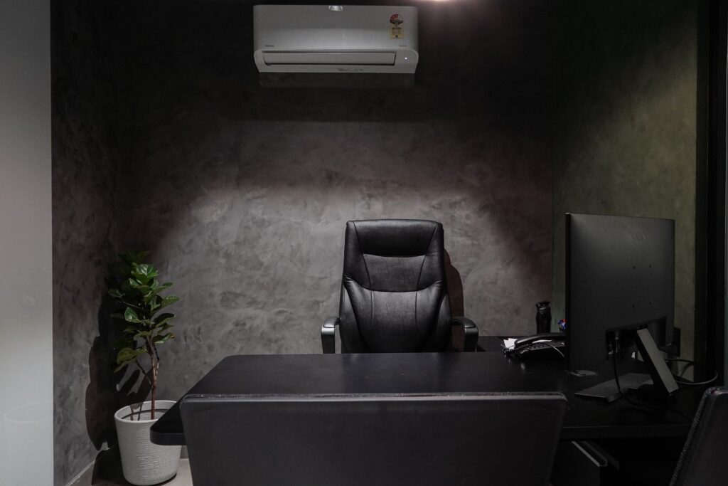 a desk in an office